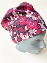 Load image into Gallery viewer, Purple Floral Large Scrub Cap
