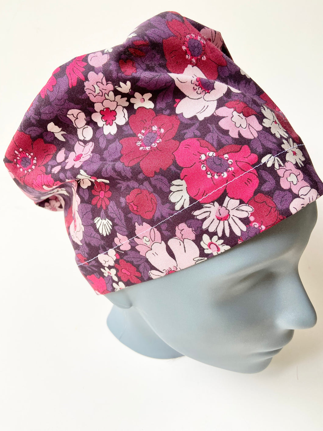 Purple Floral Large Scrub Cap