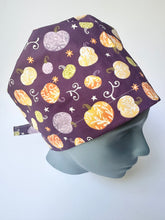 Load image into Gallery viewer, Fall Pumpkins on Purple Large Scrub Cap
