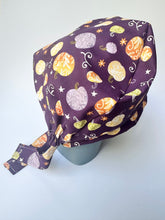 Load image into Gallery viewer, Fall Pumpkins on Purple Large Scrub Cap
