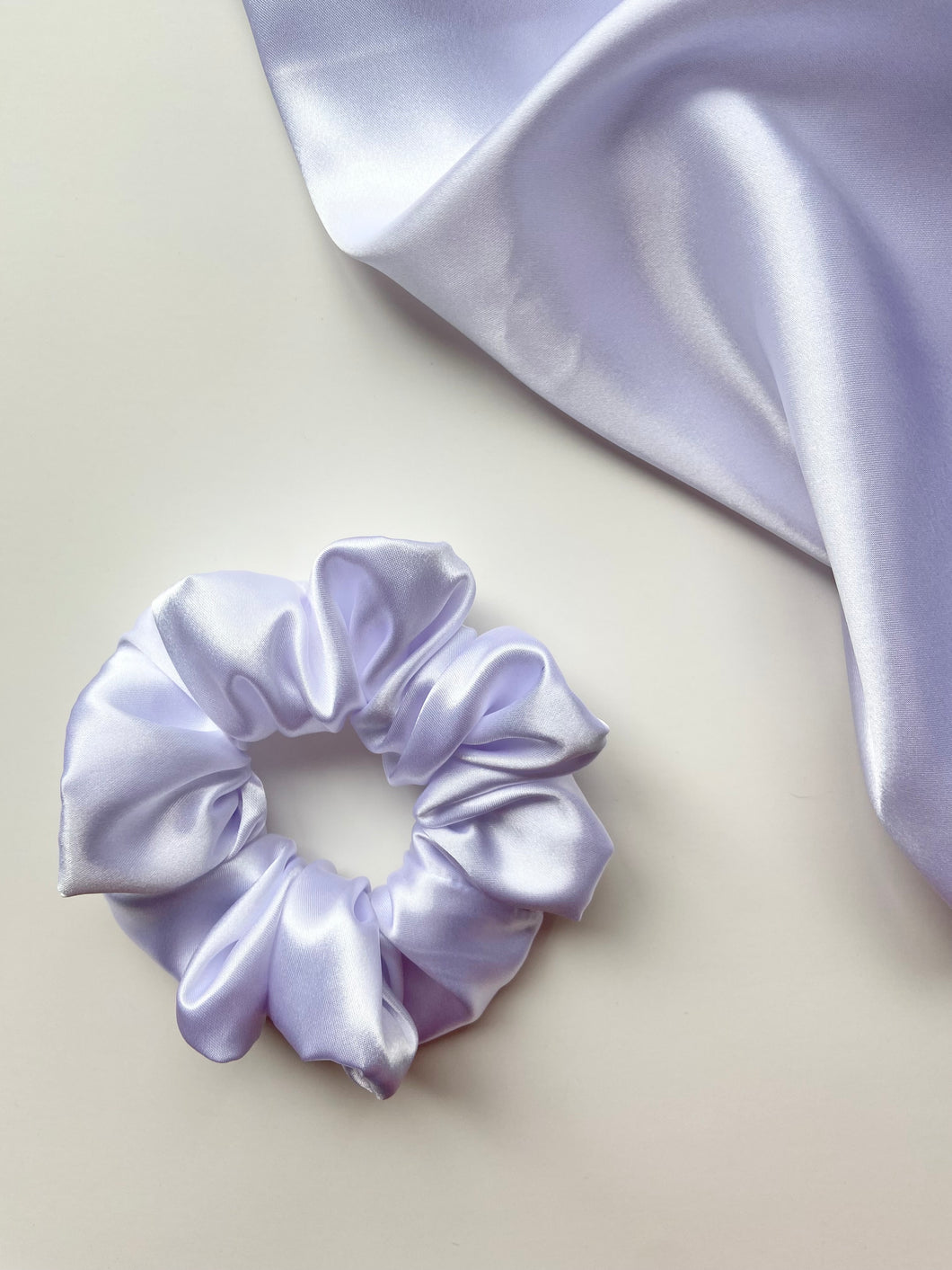 Bright White Large Satin Scrunchie