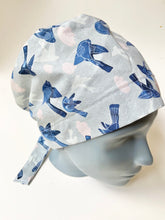 Load image into Gallery viewer, Antique Blue Bird Large Scrub Cap
