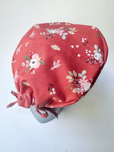 Load image into Gallery viewer, Winter Floral Red Scrub Cap
