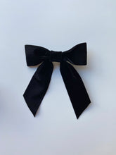 Load image into Gallery viewer, Large Black Velvet Hair Bow with Tails
