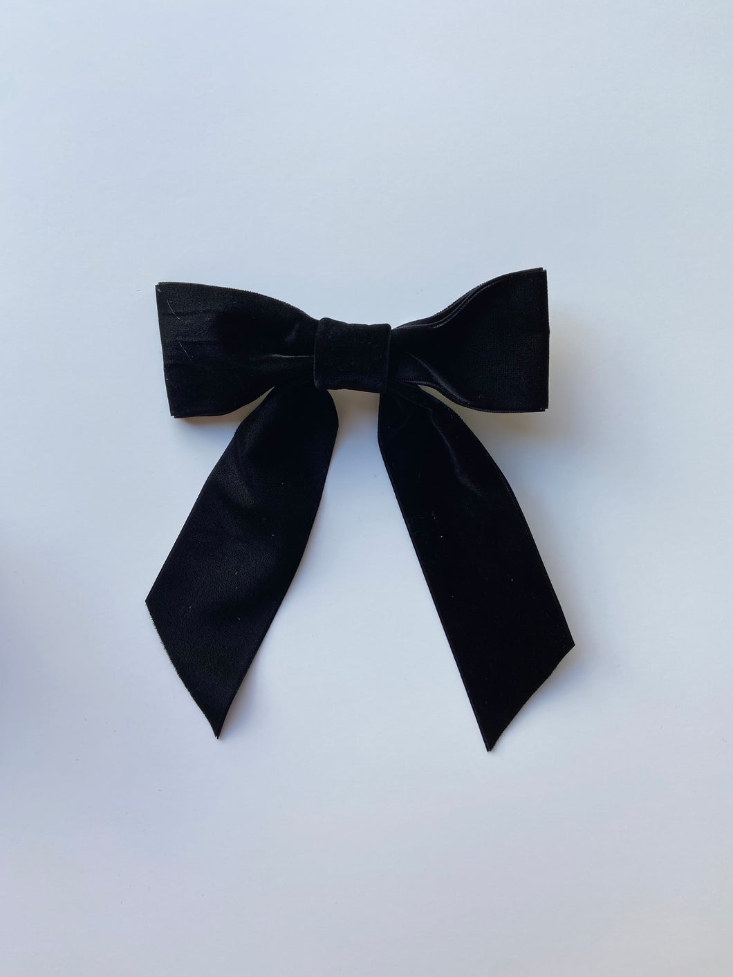 Large Black Velvet Hair Bow with Tails