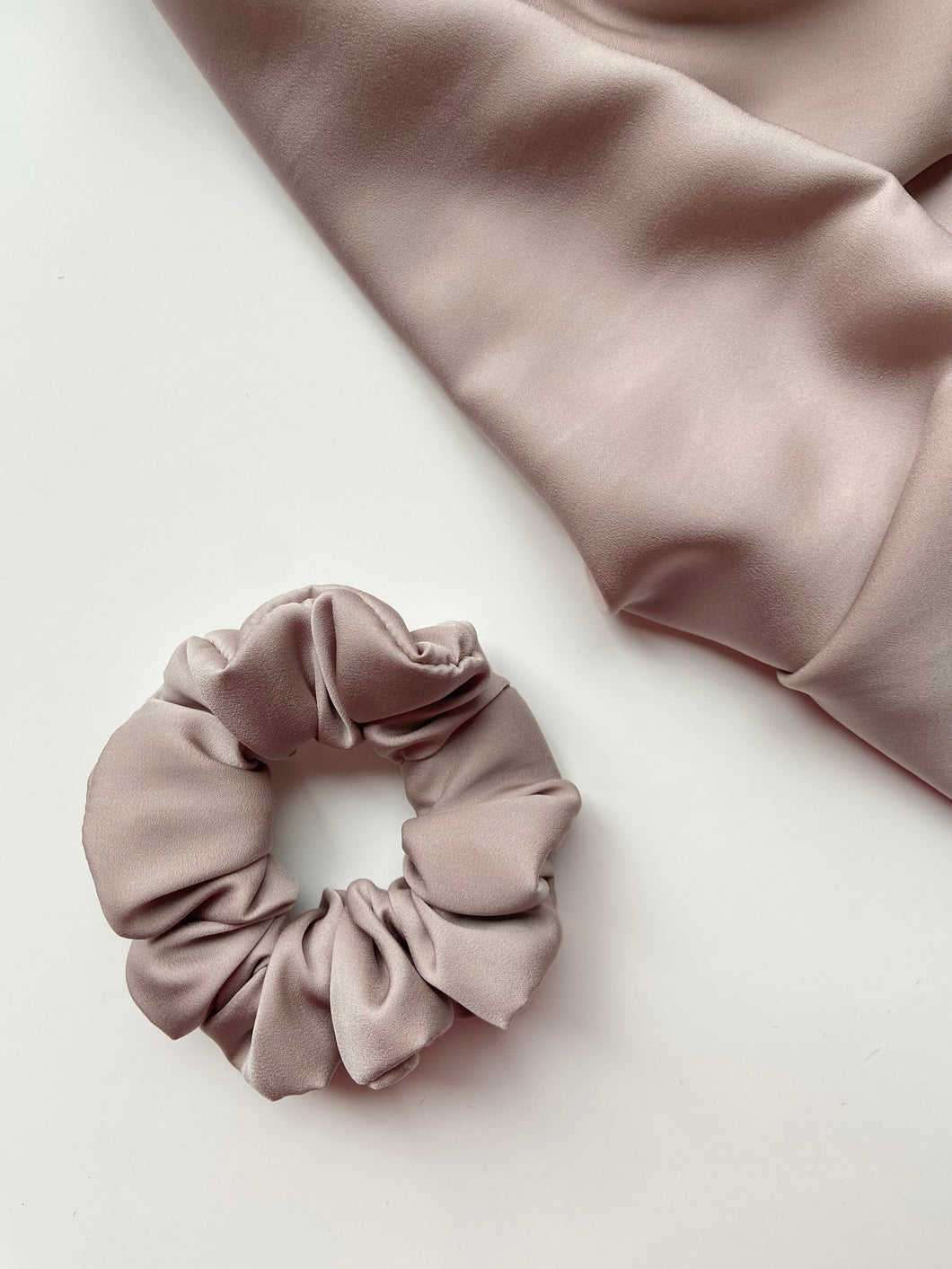 Beige Large Satin Scrunchie