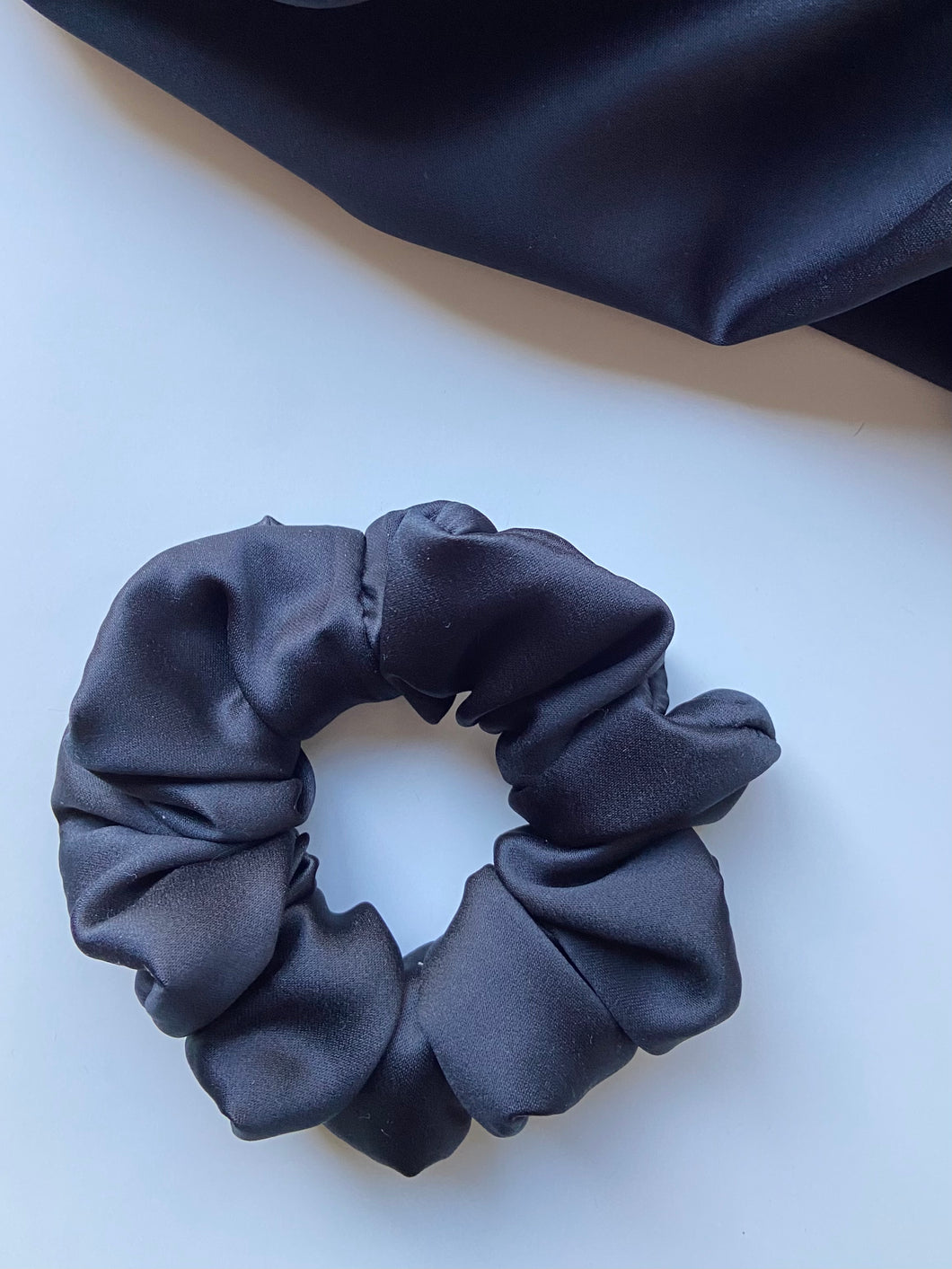 Large Black Satin Scrunchie