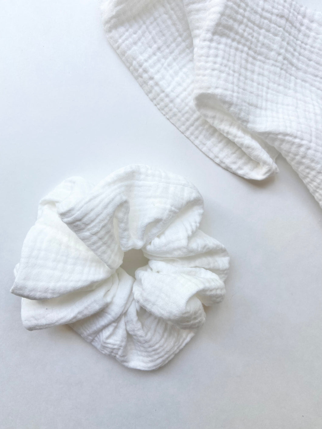 XL White Gauze Scrunchie