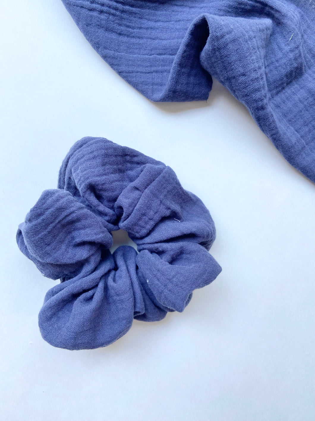 XL Navy Gauze Scrunchie