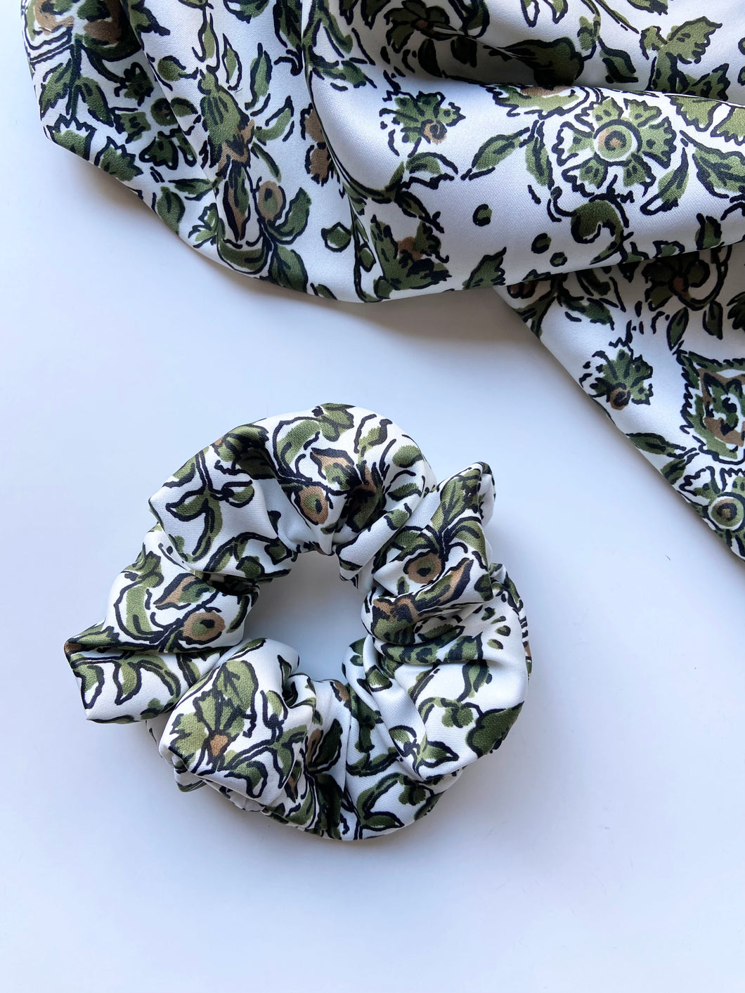 Large Floral Satin Scrunchie