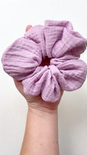 Load and play video in Gallery viewer, XL Lilac Gauze Scrunchie
