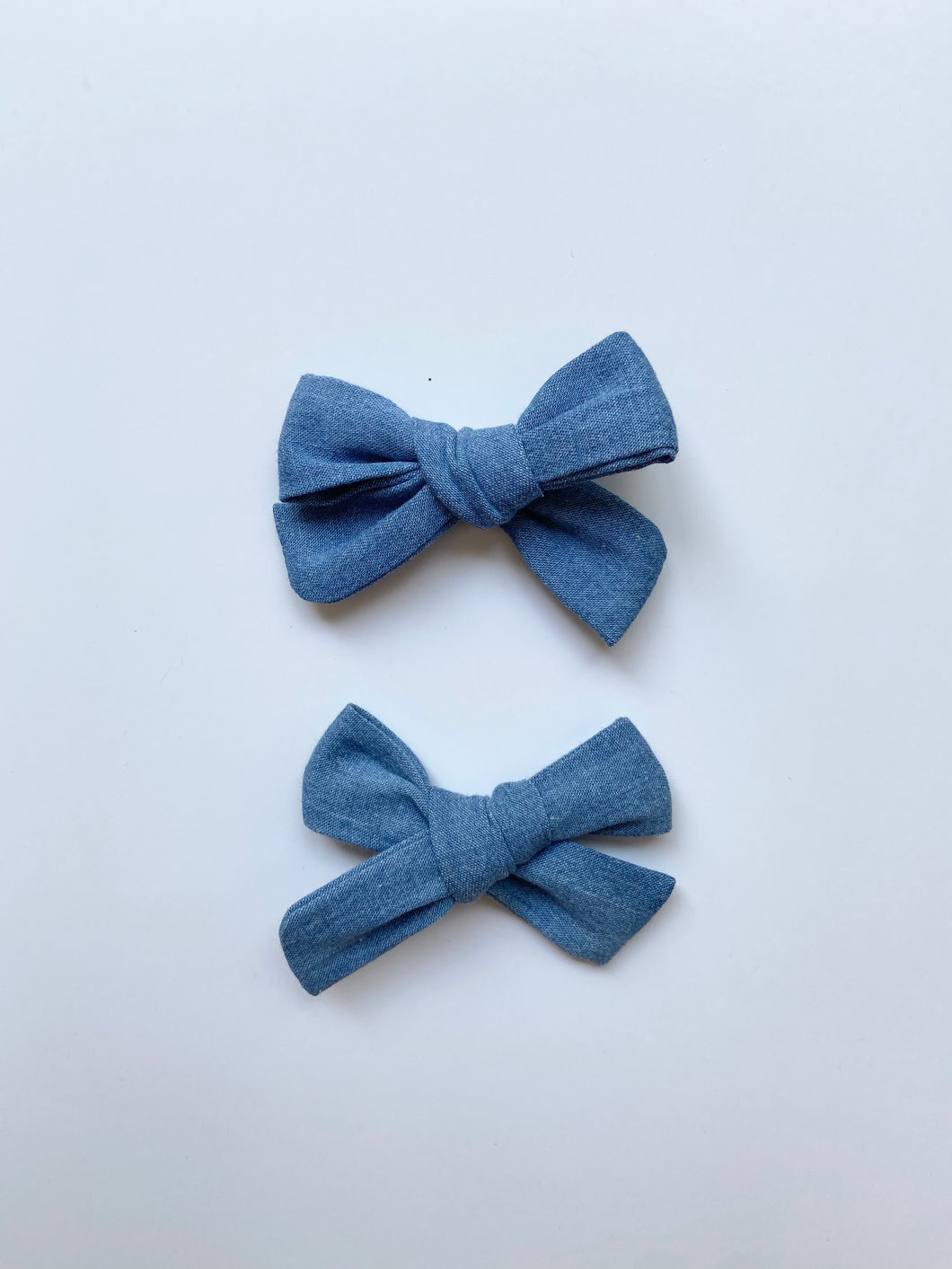 Denim Pigtail Hair Bow Set