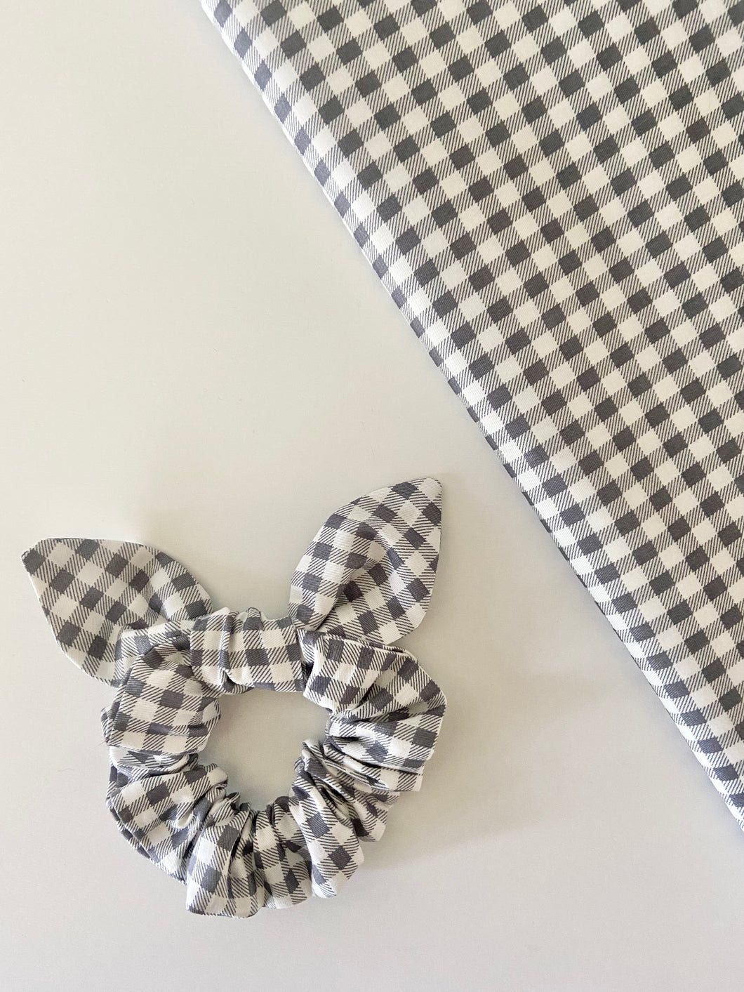 Grey Plaid Scrunchie with Bow