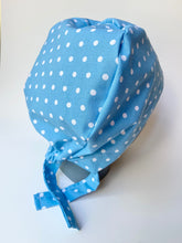 Load image into Gallery viewer, Light Blue Polka Dot Large Scrub Cap
