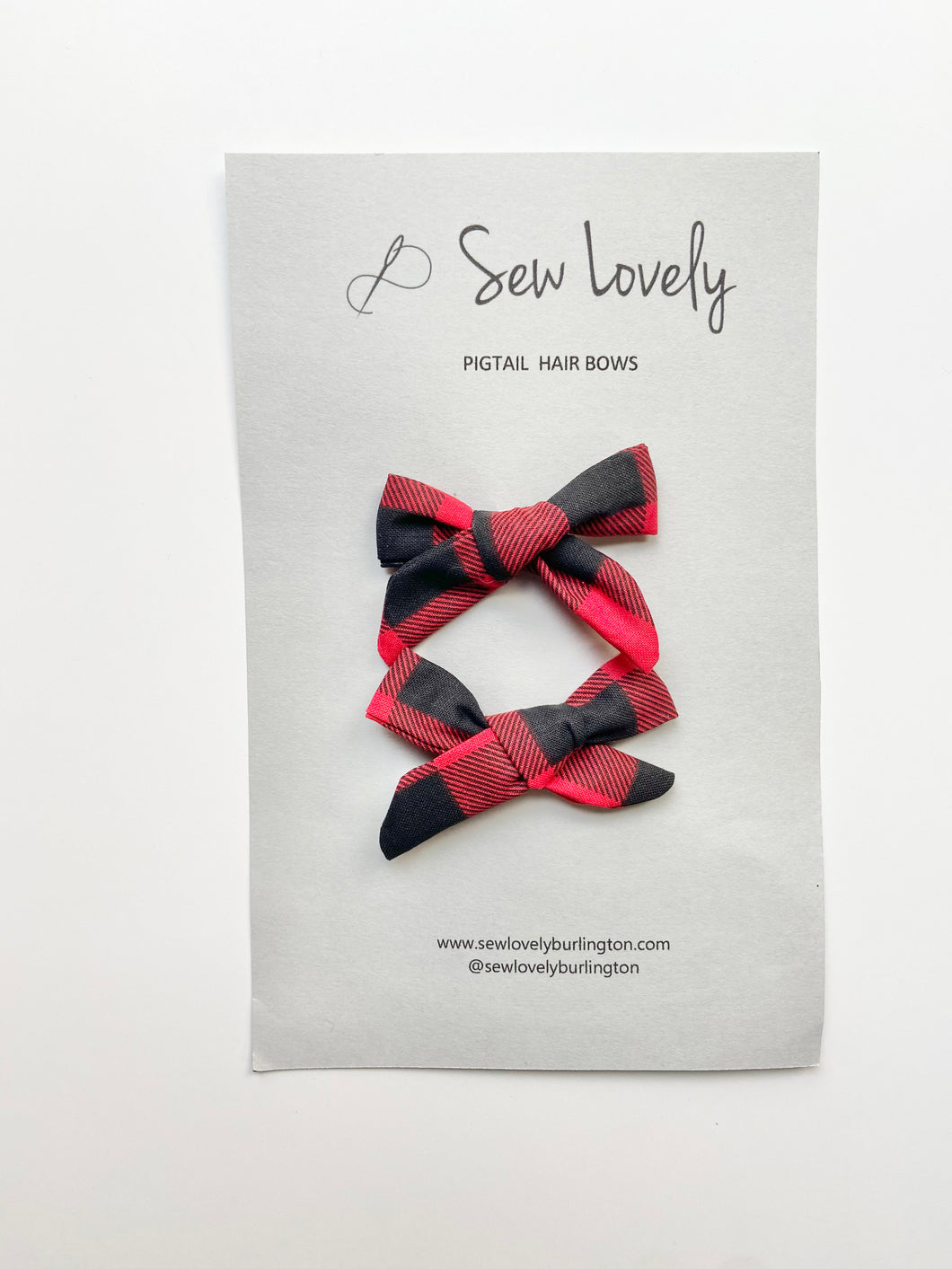 Buffalo Plaid Pigtail Bow Set