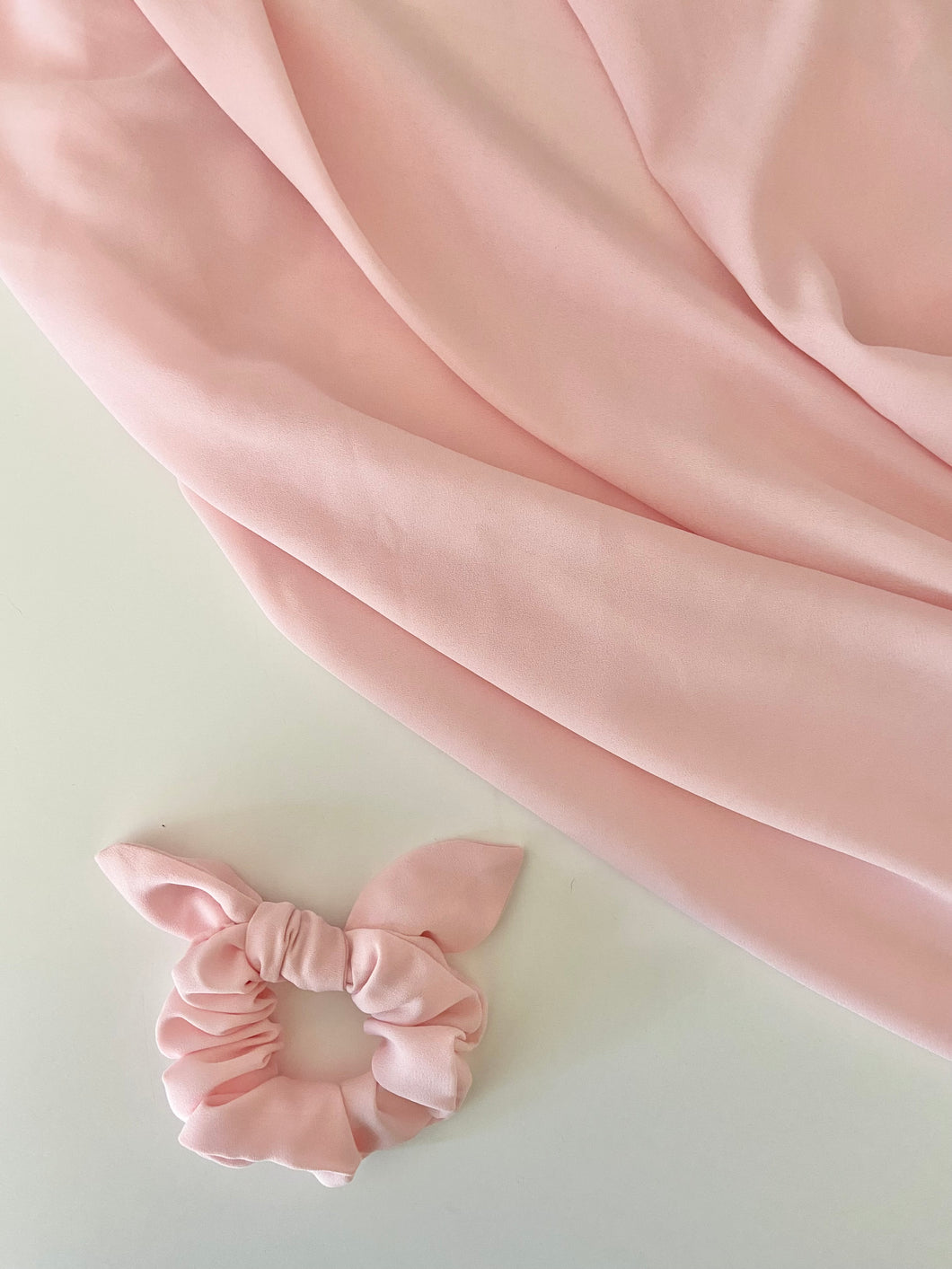 Blush Chiffon Scrunchie with Bow