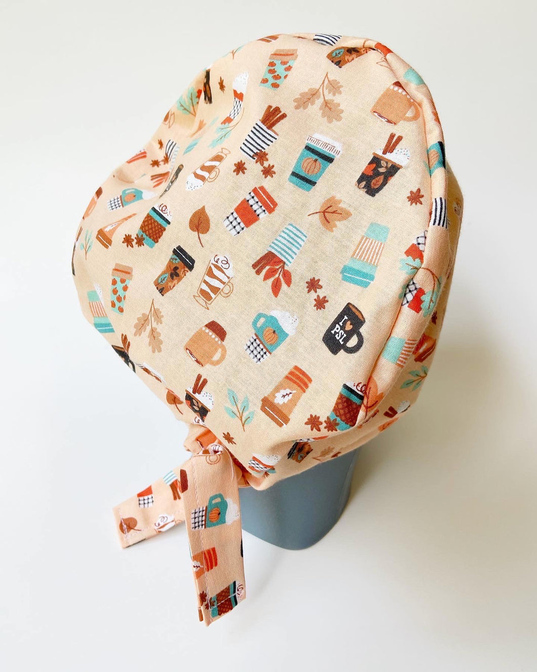 Pumpkin Spice Large Scrub Cap with Ties