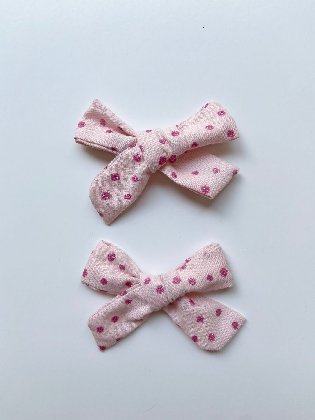 Pink Dots Pigtail Hair Bow Set