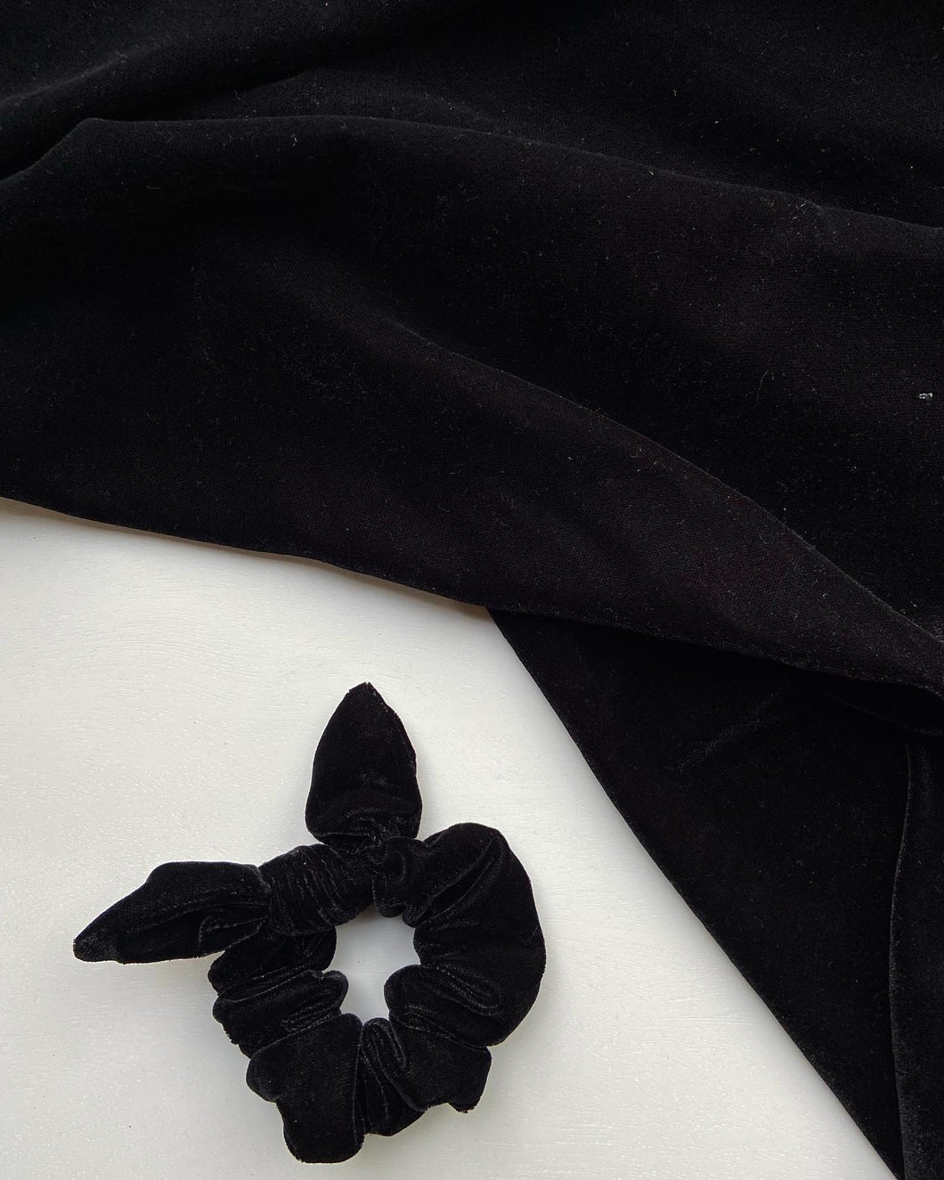 Black Velvet Scrunchie with Bow