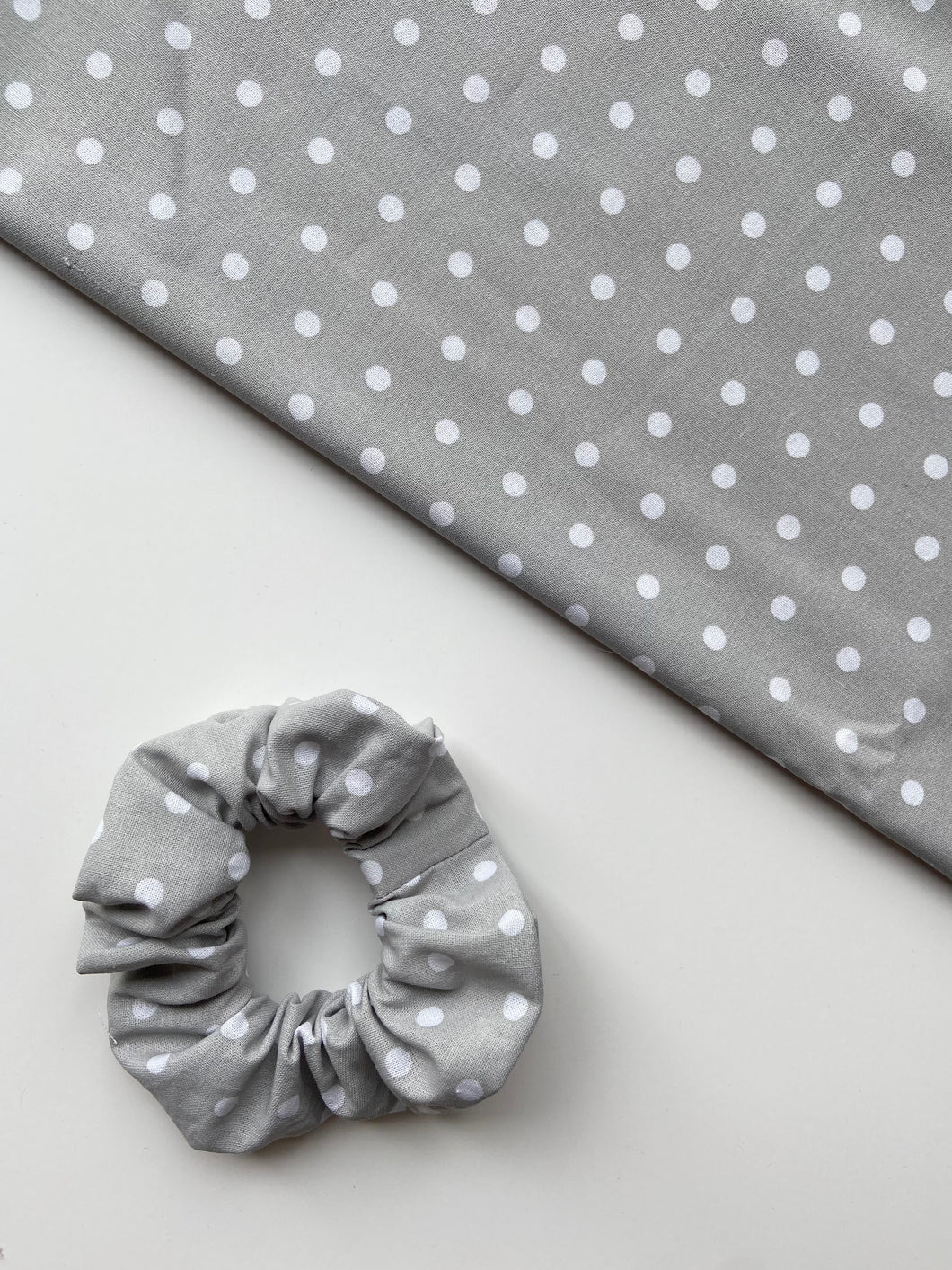 Grey White Dots Scrunchie