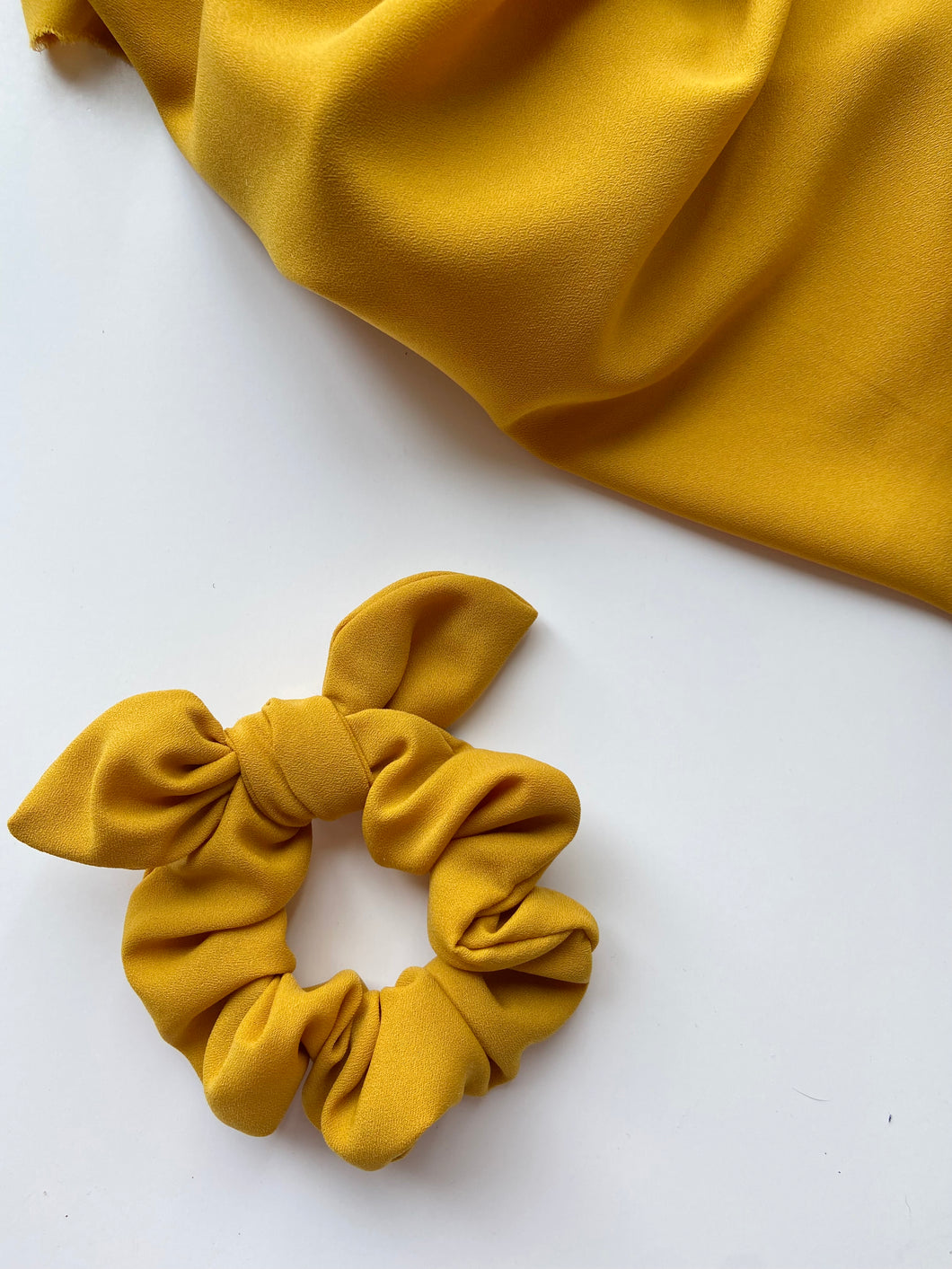 Mustard Chiffon Scrunchie with Bow