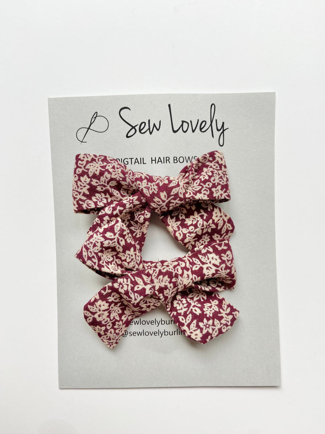 Cabernet Floral Pigtail Bow Set