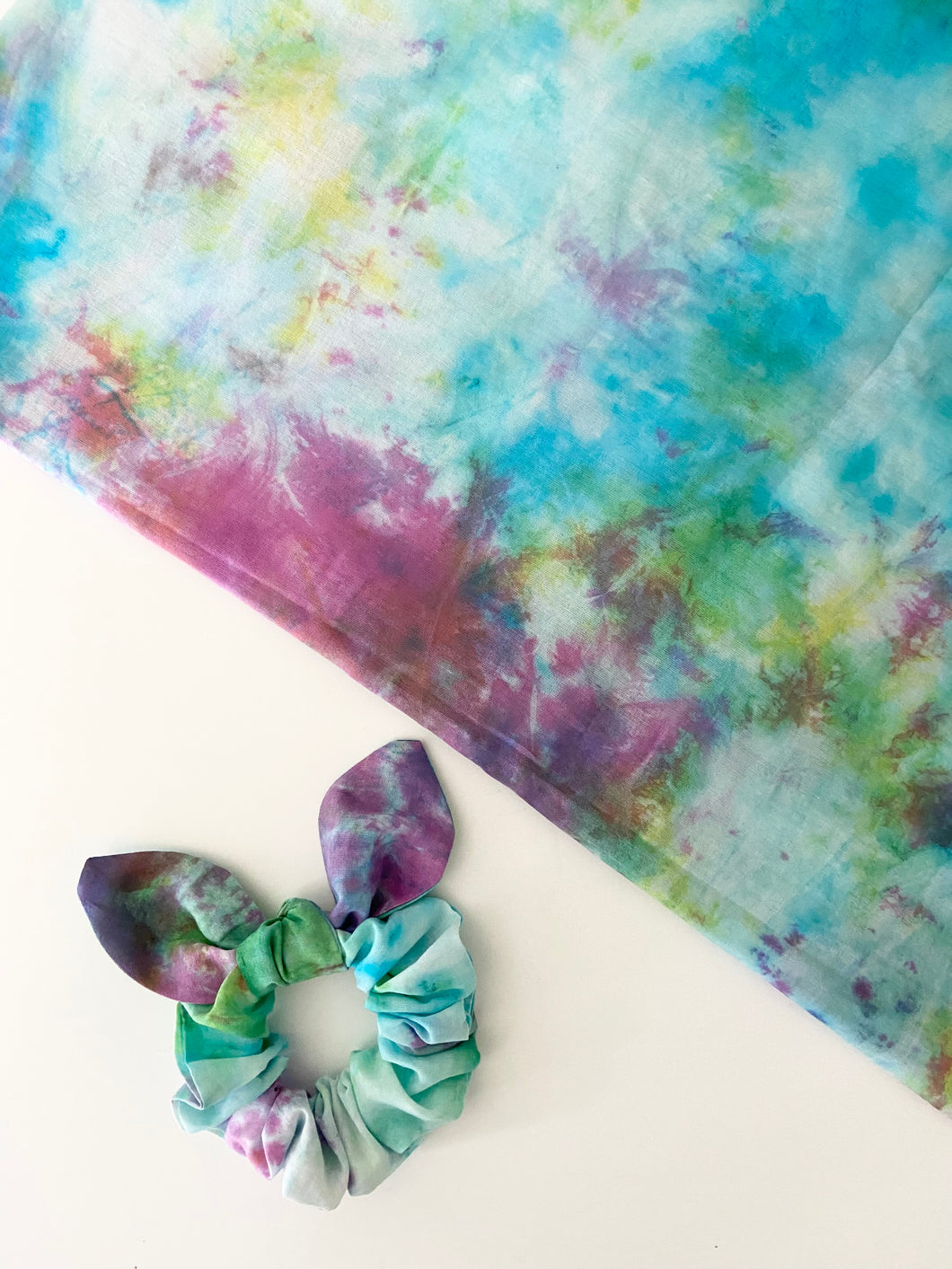 Rainbow Tie Dye Scrunchie with Bow