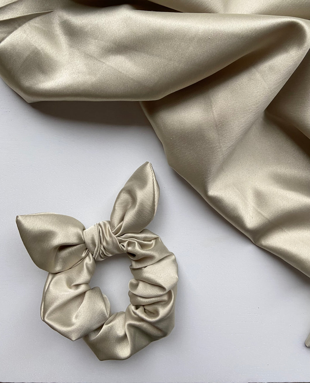 Champagne Satin Scrunchie with Bow