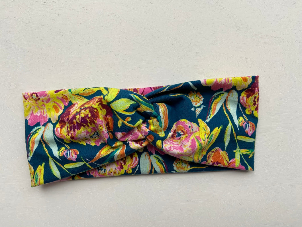 Neon Floral Twist Headband