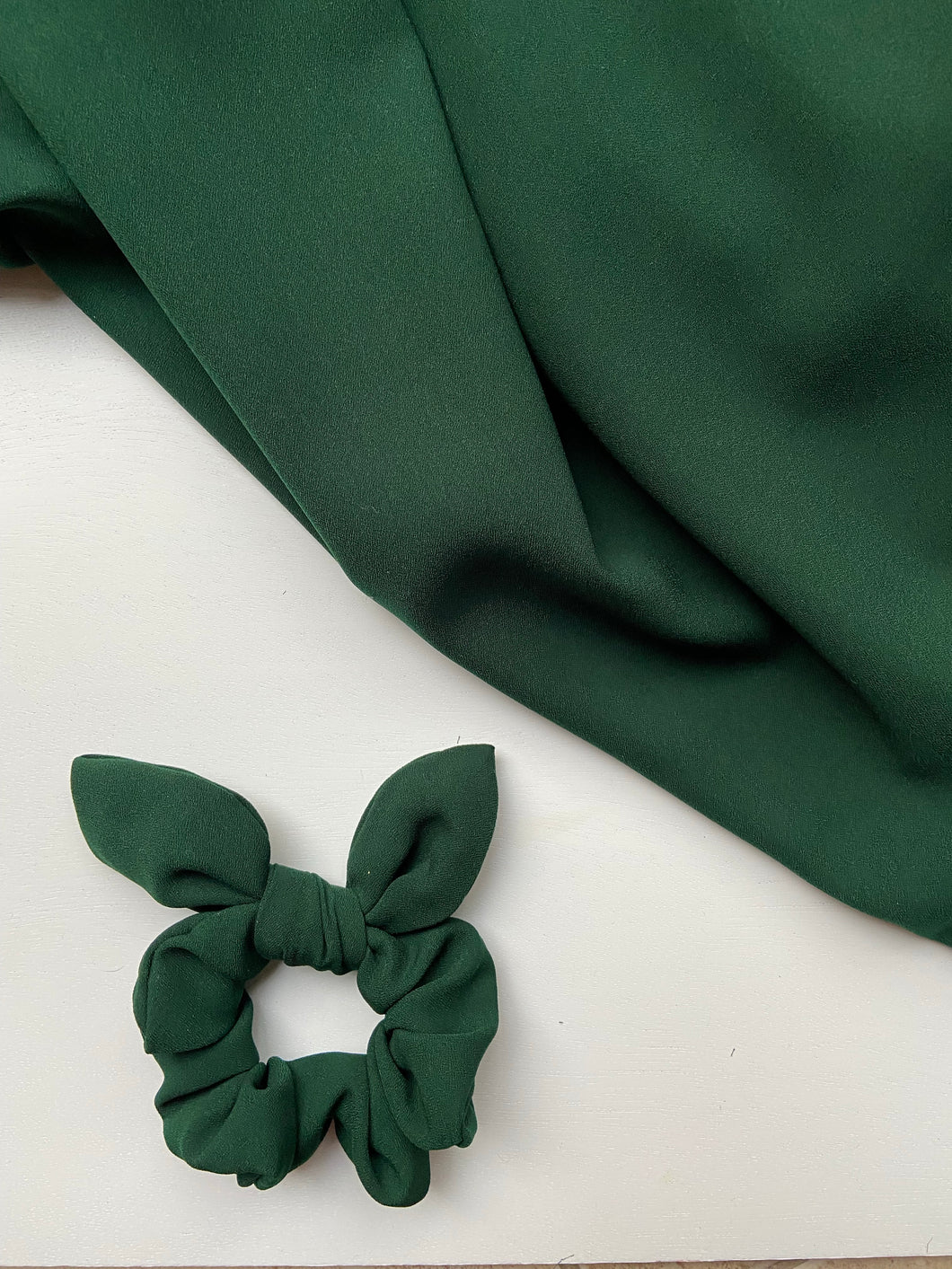 Evergreen Chiffon Scrunchie with Bow