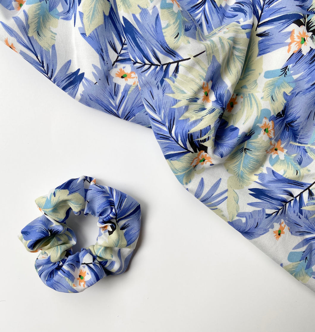 Blue Tropical Scrunchie