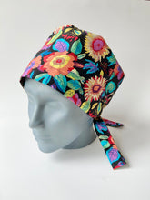 Load image into Gallery viewer, Dark Floral Large Scrub Cap
