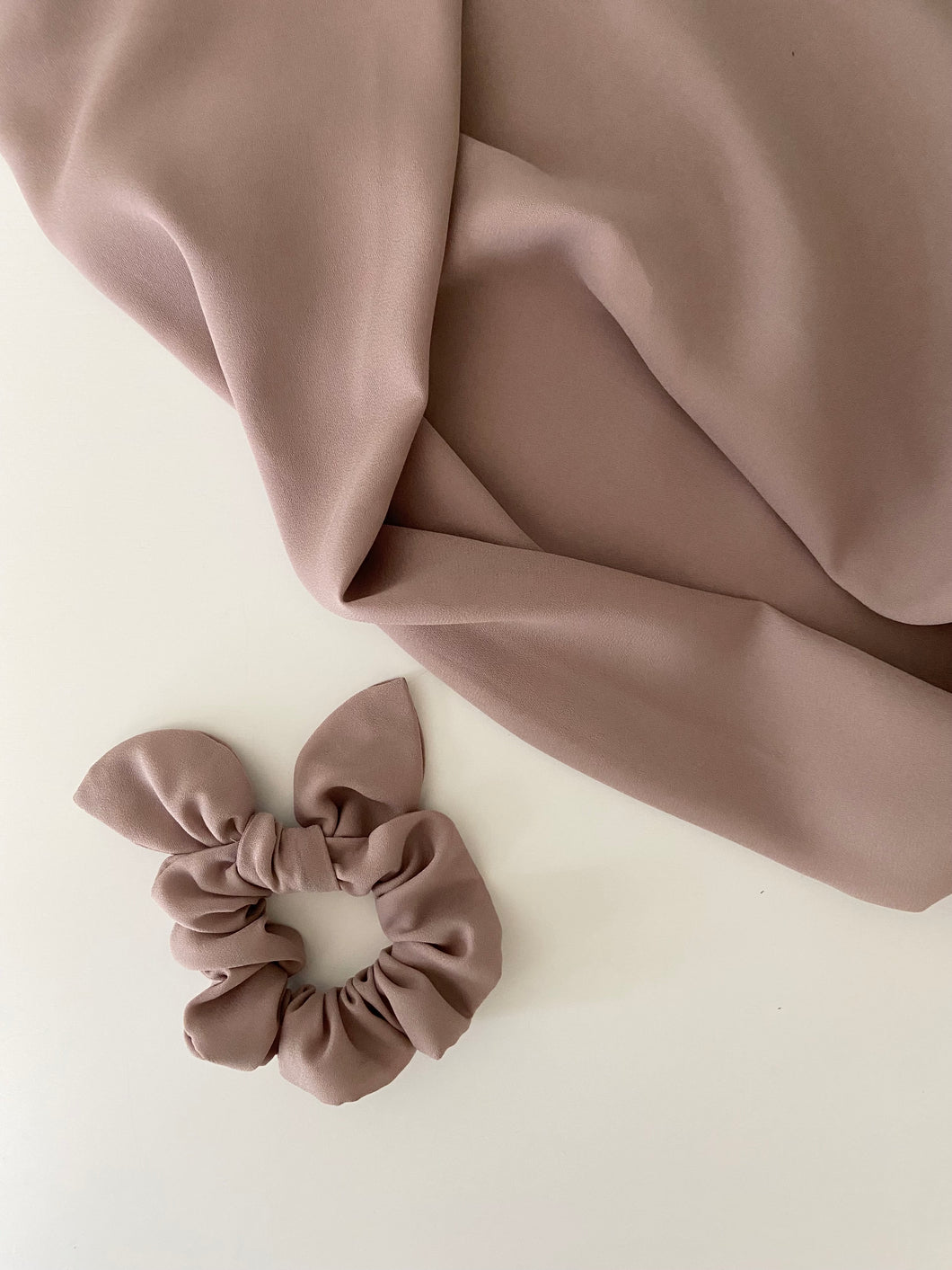 Beige Chiffon Scrunchie with Bow