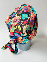 Load image into Gallery viewer, Dark Floral Large Scrub Cap
