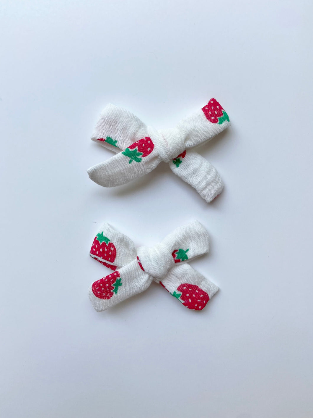 Strawberry Gauze Pigtail Hair Bow Set