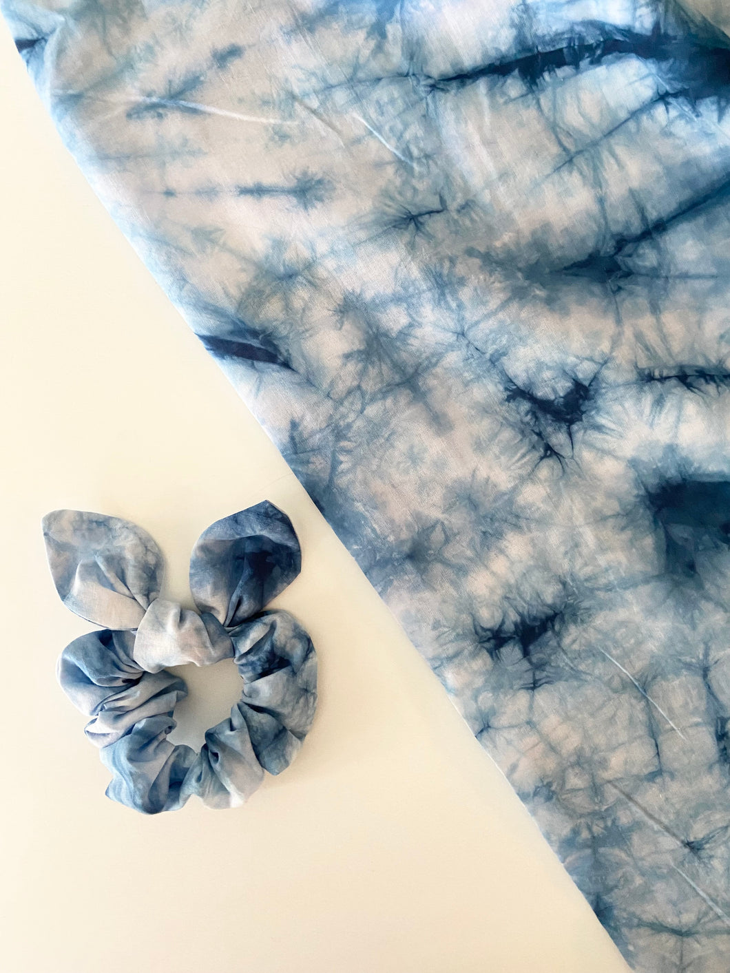 Blue Tie Dye Scrunchie with Bow