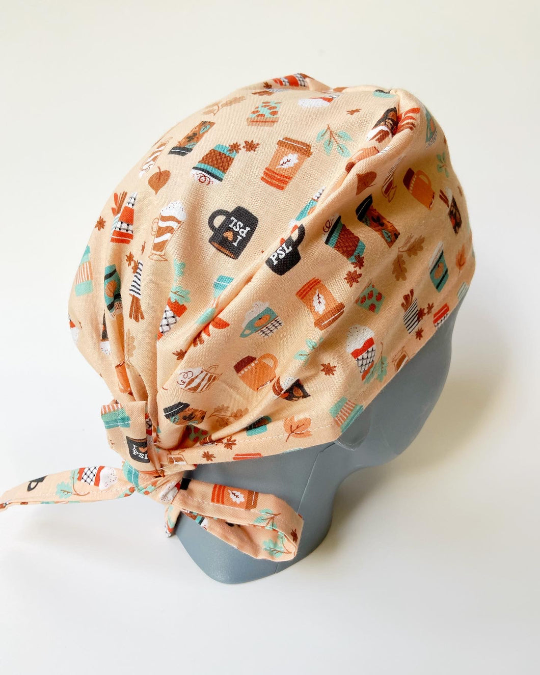 Pumpkin Spice Scrub Cap with Ties