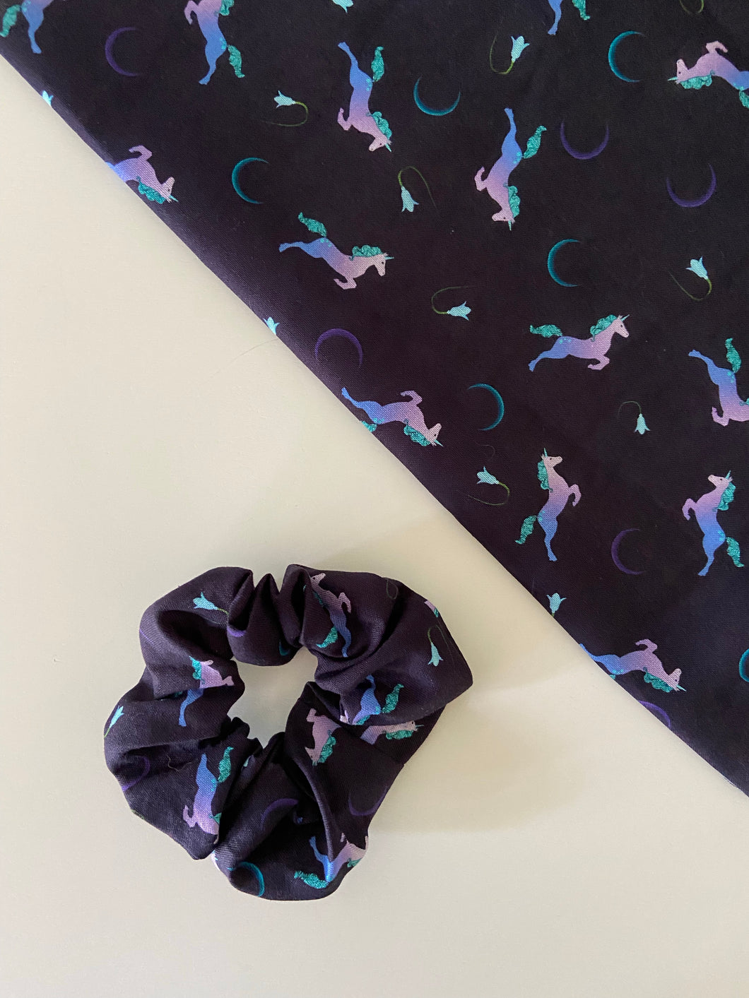 Navy Unicorn Scrunchie